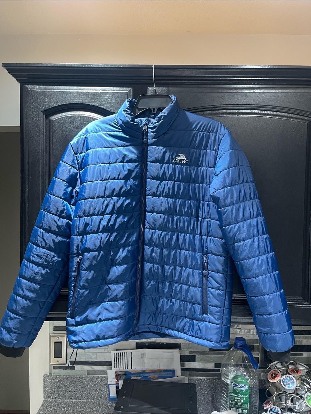 Viking Cruise Blue Puffer Zip Jacket Mens Small in Excellent Used Condition